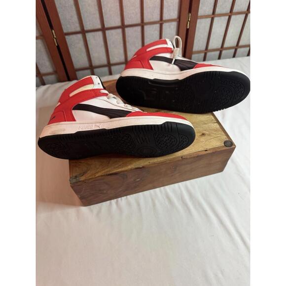 Puma High-Top Sneakers in White, Red, and Black - Picture 4 of 9